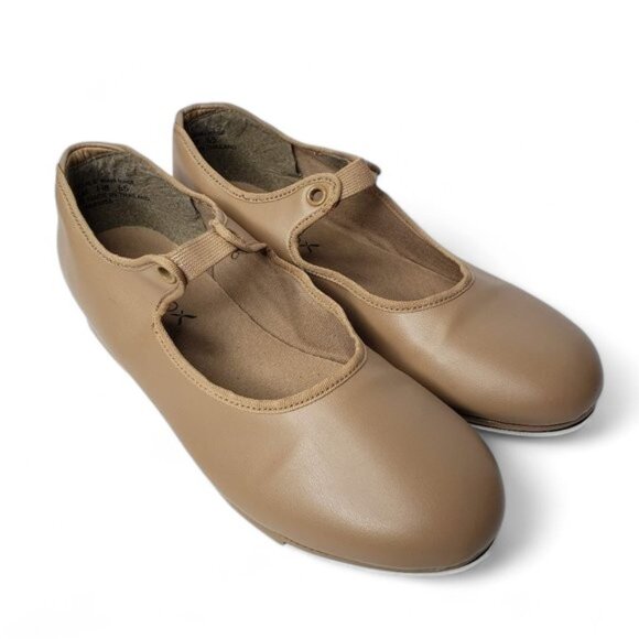 Capezio Tap Dance Shoes Women's Tan Arts Metal Tele Tone Heels Slip On 6.5 - Picture 3 of 9